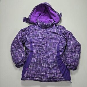 George 2 pice removable inner Kids Purple Plaid Puffer Jacket with Hood - Medium